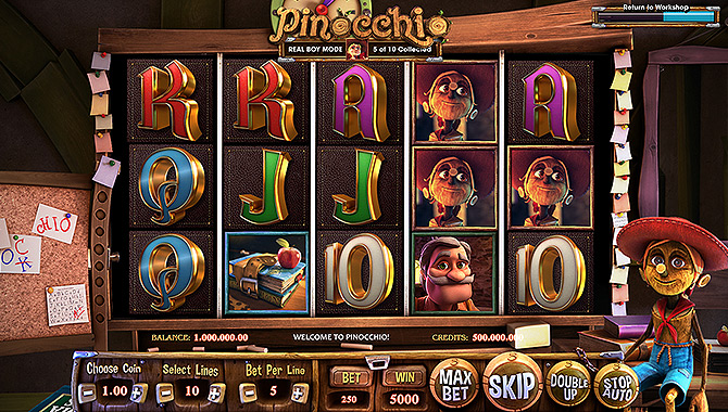 Jeu Slot Gratuit : Re-découvrez le formidable conte de Pinocchio dans une machine à sous 3D Betsoft Gaming !