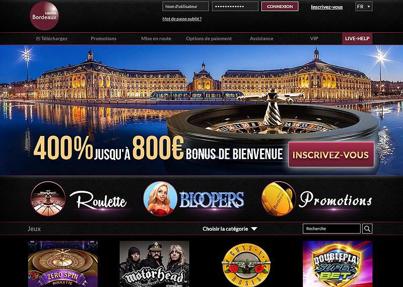Page d'accueil du casino Bordeaux