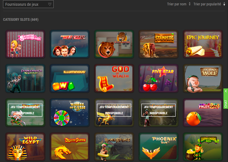 Exemples de jeux disponibles sur le casino WinOui !
