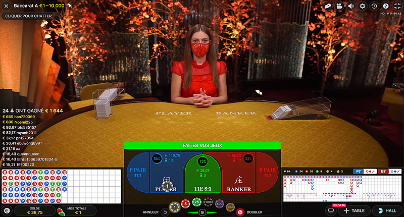 Example of a Live Baccarat game