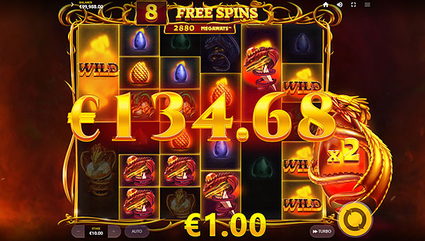 Bonus en cascade machine à sous Megaways Dragon's Fire de Red Tiger