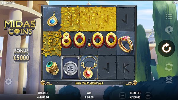 Jouer sur le jeu de casino Midas Coins de Quickspin