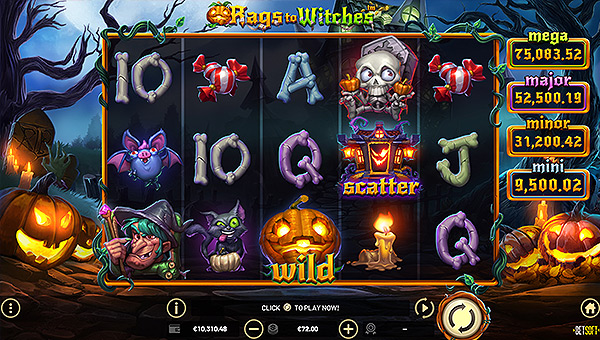 Gameplay online slot Rag to Witches